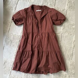Abercrombie & Fitch Rust Button-Up Midi Dress